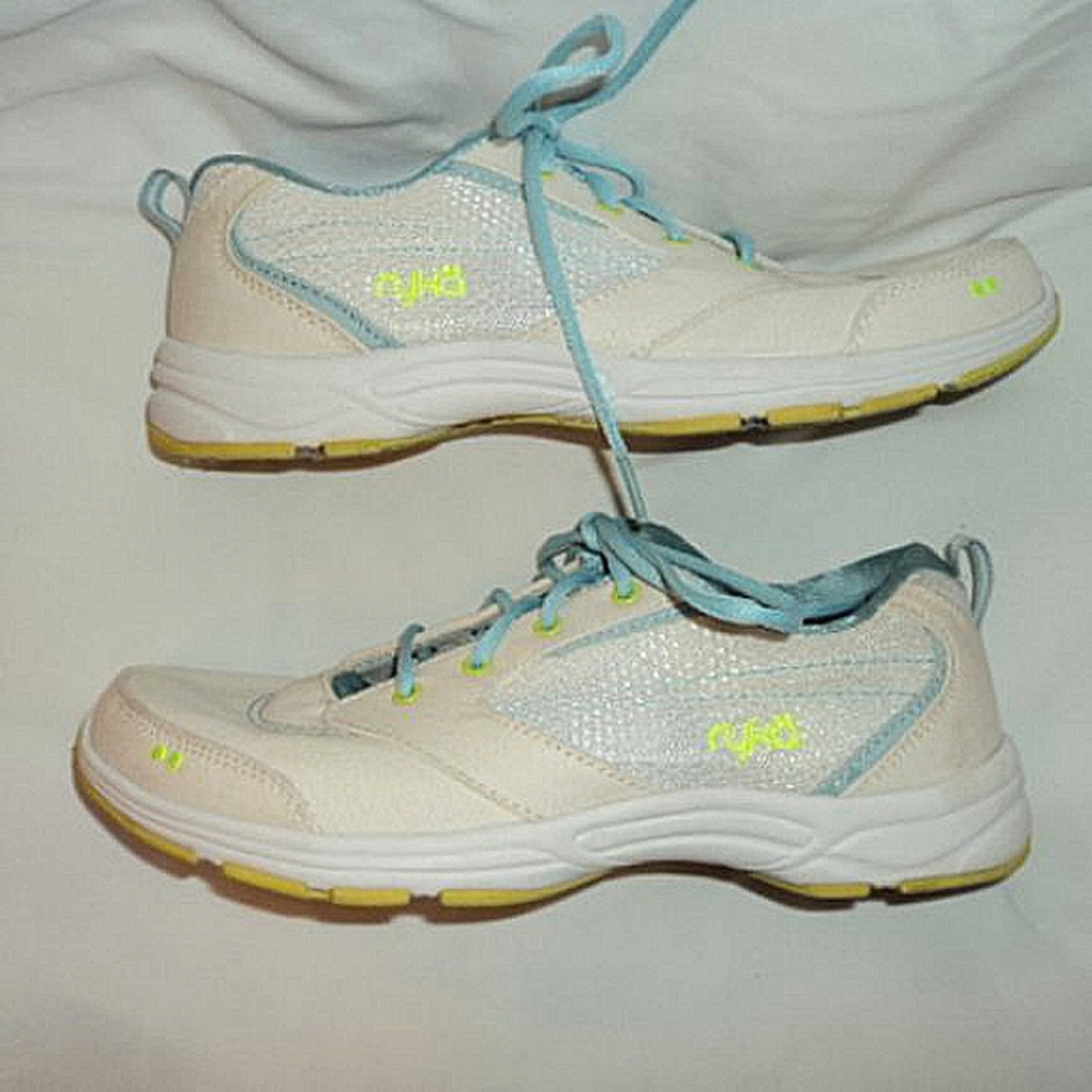 Ryka Women's Memory Foam US 7.5M UK 5.5 Canvas Fabric White/Blue Shoes